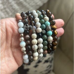 Bundle of 7 genuine gemstones bracelets